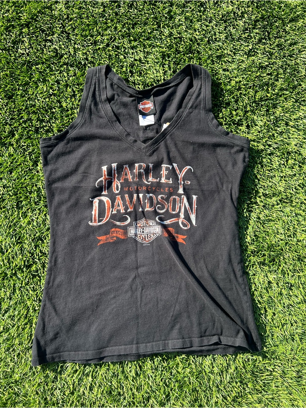Harley-Davidson Black Tank with Orange & White Graphic